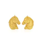 Horse Cufflinks | 3D Engraved Sterling Silver | Gold Tone Finish with Enamel